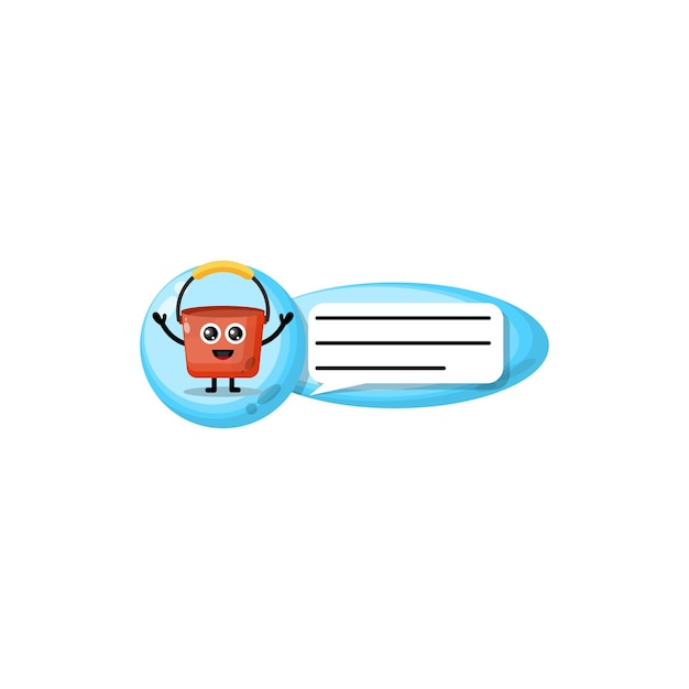 chat bucket character cute logo