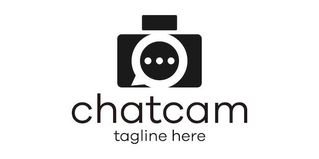 Illustrazione vettoriale dell'icona del design del logo della fotocamera e della chat