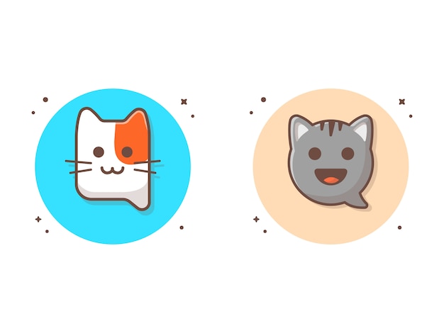 Чат cat app векторные иконки иллюстрация