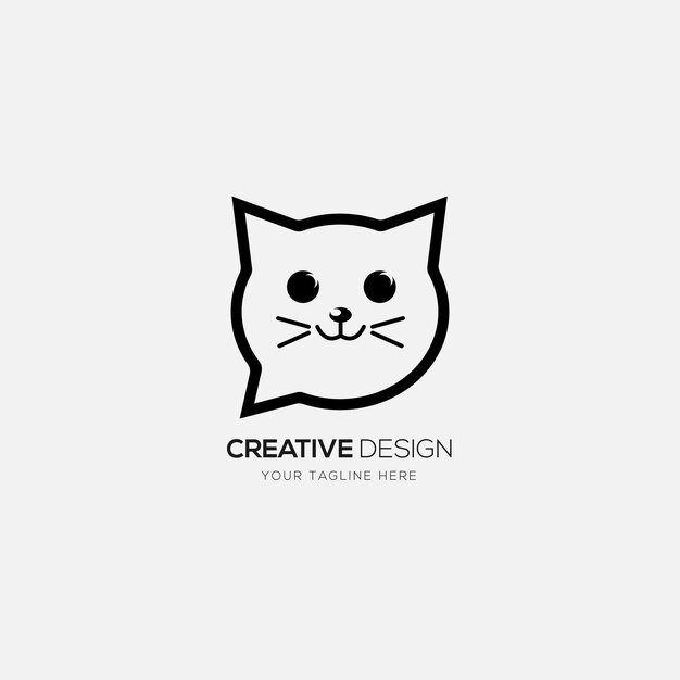 Chat cat creative logo design