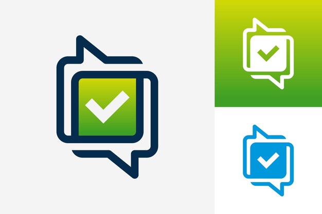 Chat Check Logo Template Design Vector, embleem, ontwerpconcept, creatief symbool, pictogram