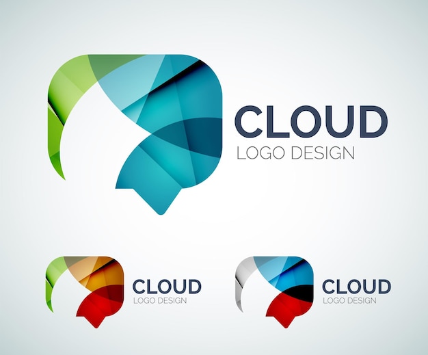 Дизайн логотипа облака чата из цветных кусочков