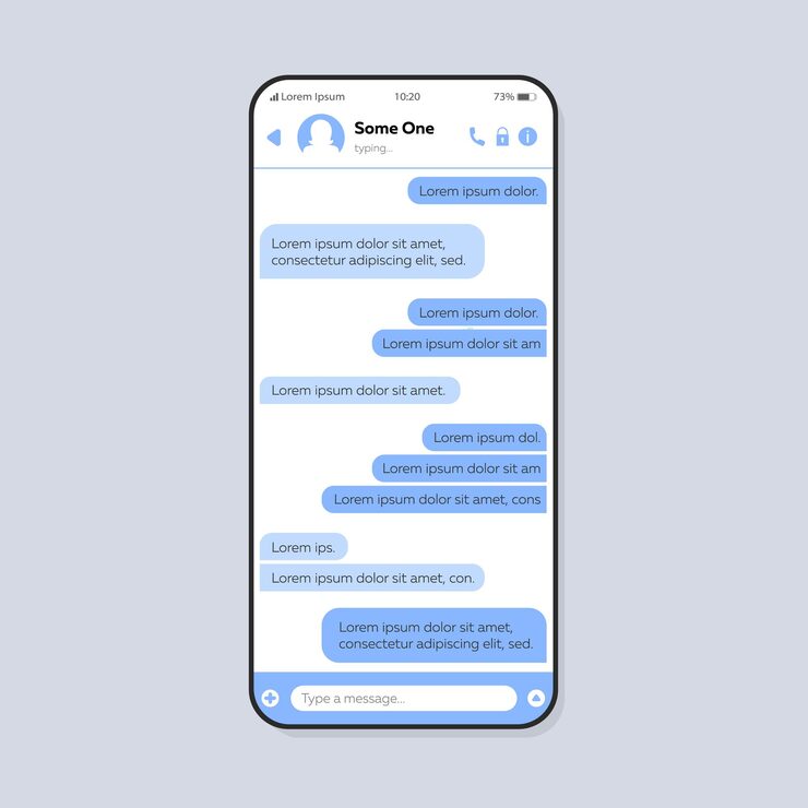 Vector chat conversation smartphone interface vector template. mobile app page color design layout. online dialog screen. flat ui for application. users texting, communication phone display