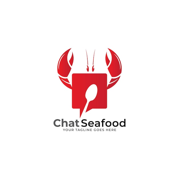 chat crab seafood logo icon vector template