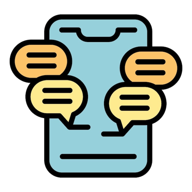 chat feedback icon outline vector report client customer service color flat