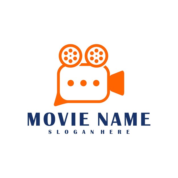 Chat film logo design concept vettore design dell'illustrazione del cinema