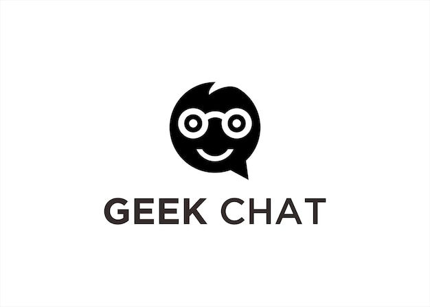 Chat geek logo design illustrazione vettoriale