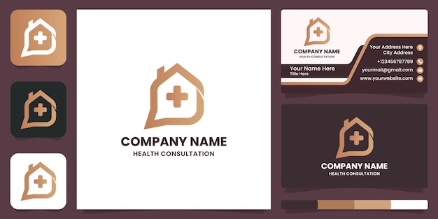 Chat huis medisch logo-ontwerp en visitekaartje