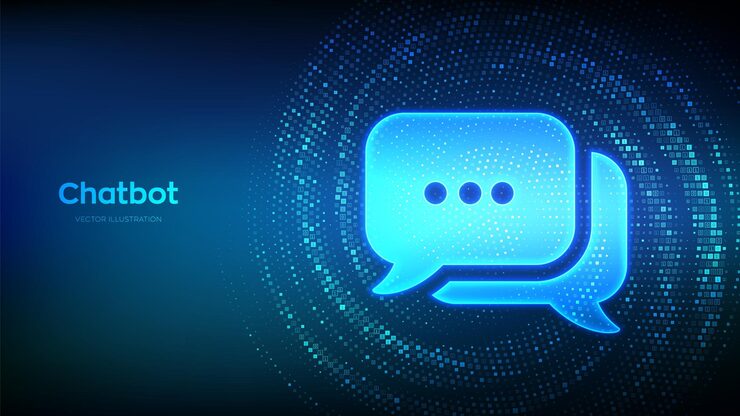 Vector chat icon made with binary code chatbot assistant application talk bubble speech dialogue balloon binary data virtual tunnel warp made with digital code data flow vector illustration