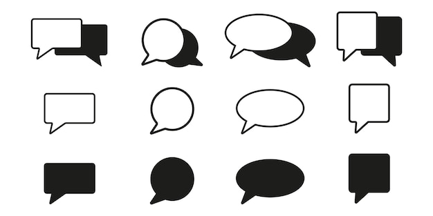 Chat icons vector isolated element on white background. Set of talk bubble speech signs. Vector illu