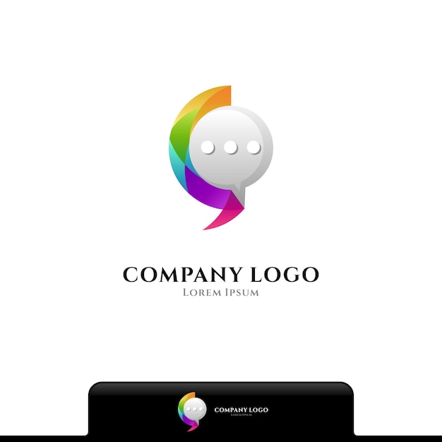 Chat letter c colorful gradient logo template