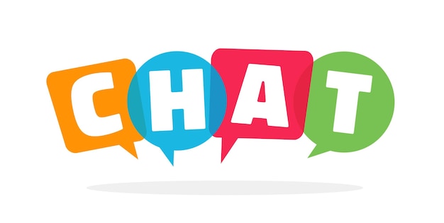 Vector chat logo icon bubble speech icon or talk discussion logotype with illustrated letters in dialog