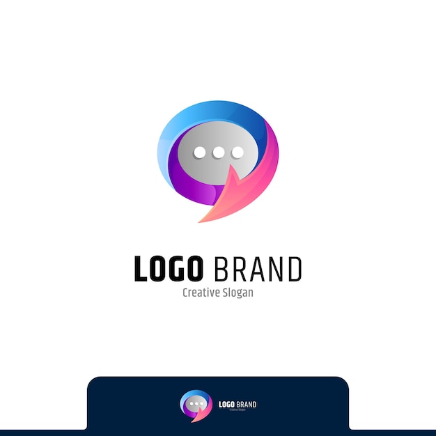 Vector chat logo with arrow shape