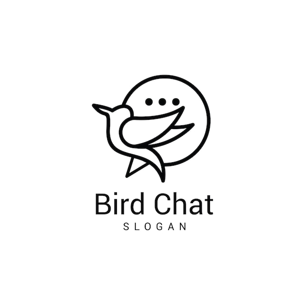 chat logo with cute bird logo Premium Vector