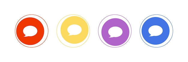 Vettore icone dei messaggi di chat simbolo e pulsante di diversi colori del messaggio di chat terzo modello inferiore per l'applicazione banner ui ux dei social media