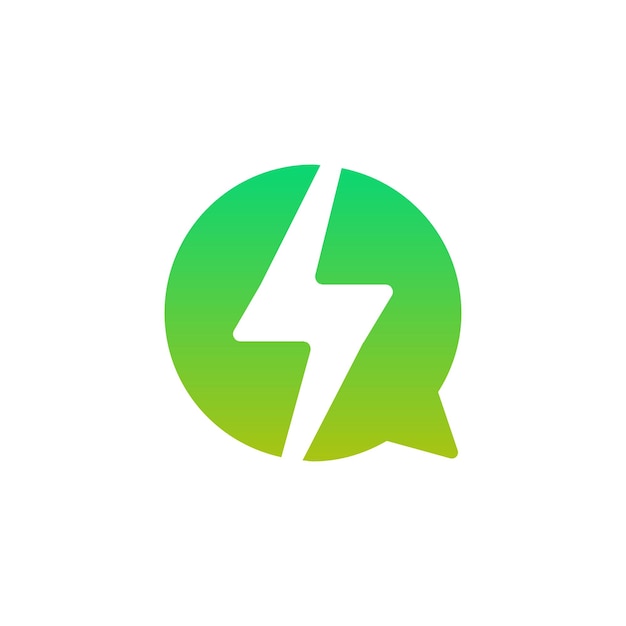 Chat message logo with thunderbolt symbol illustration