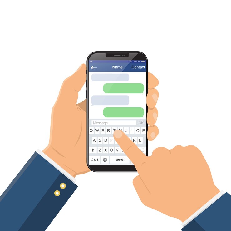 Vector chat message on the smartphone screen.