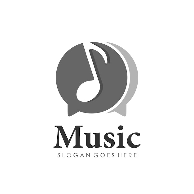 Vector chat note melody music logo design template