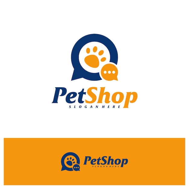 Chat Pet Logo Design Template Pet logo concept vector Emblem Creative Symbol Icon