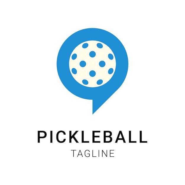 Дизайн логотипа чата pickleball ball Изолированная векторная иллюстрация на белом фоне