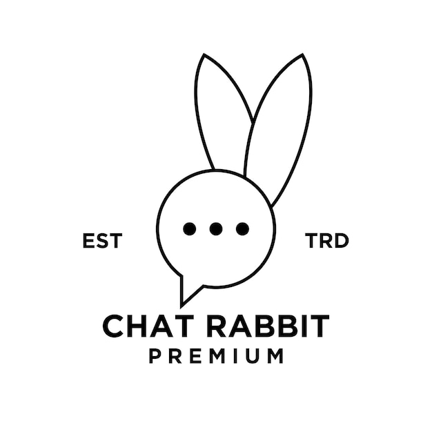 Chat rabbit logo icon design illustration line