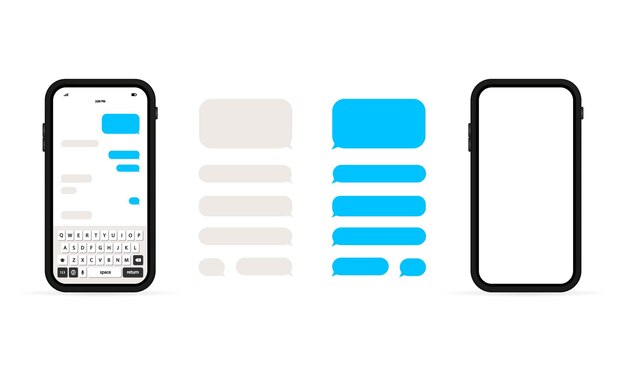 チャット。メッセージを送る。会話。 SMSテンプレートバブルのチャット。