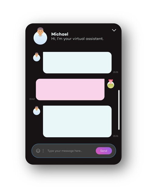 Vector chat window dark theme style