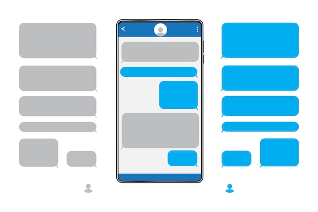 Chatberichten op de telefoon Scherm van de messenger Tekstvak Sms-correspondentie in de telefoon Vectorillustratie