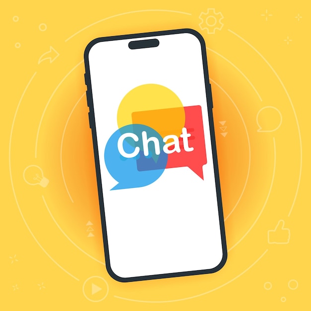 Chatberichten op een smartphone SMS op het scherm van een mobiele telefoon Chatten via een chattoepassing of sociaal netwerk Vector illustratie