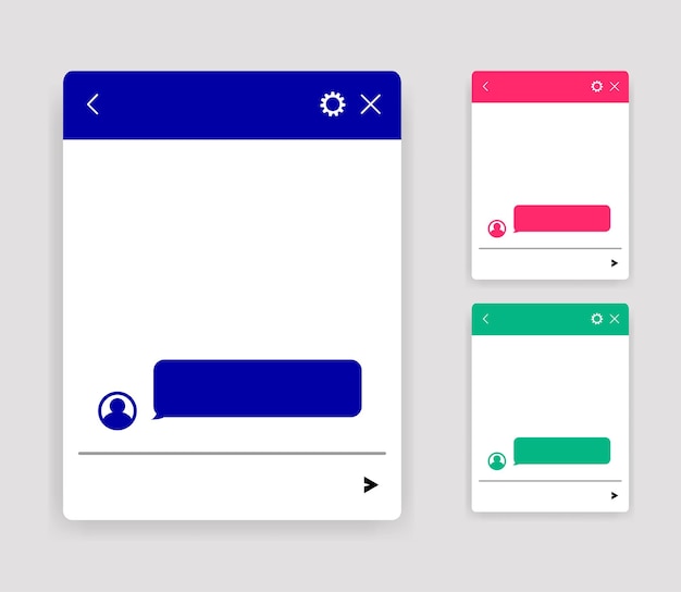 Chatbot app mobiele helper Dialoogvensters plat ontwerpconcept Sociale communicatie chatten Vector