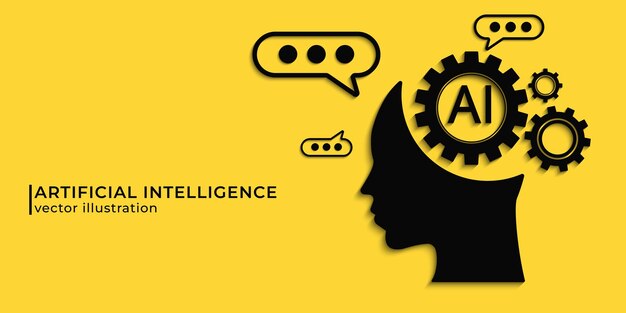 Chatbot assistent applicatie Kunstmatige intelligentie technologie concept design Machine learning en generatie door chip AI chatbot service Vector illustratie voor banner en web template