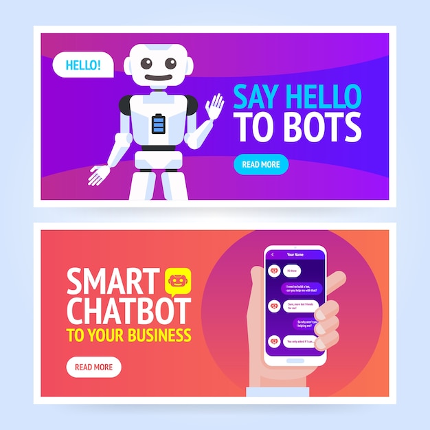 Concetto di banner chatbot. modello di banner aziendale orizzontale.