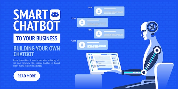 Concetto di business di chatbot. banner moderno vettoriale