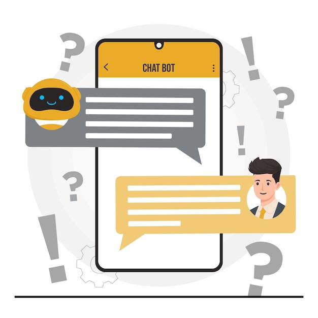 채팅 개념 채팅 AI 개념의 평평한 디자인 터 일러스트레이션