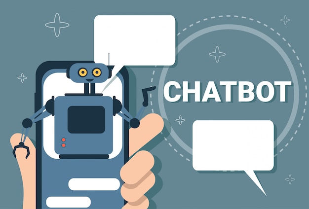 스마트 폰의 챗봇 개념 지원 로봇 기술 디지털 채팅 봇 애플리케이션