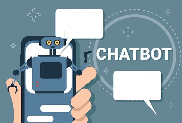 Chatbot concept support robot technology digital chat bot application on smart phone