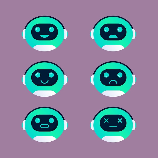 Chatbot icon illustration with different emotions