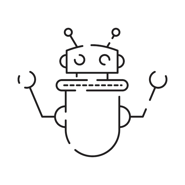 チャットボット ラインアイコン ヒューマノイドロボット 個人音声アシスタント スマートスピーカー 人工知能 テクノロジーサイン