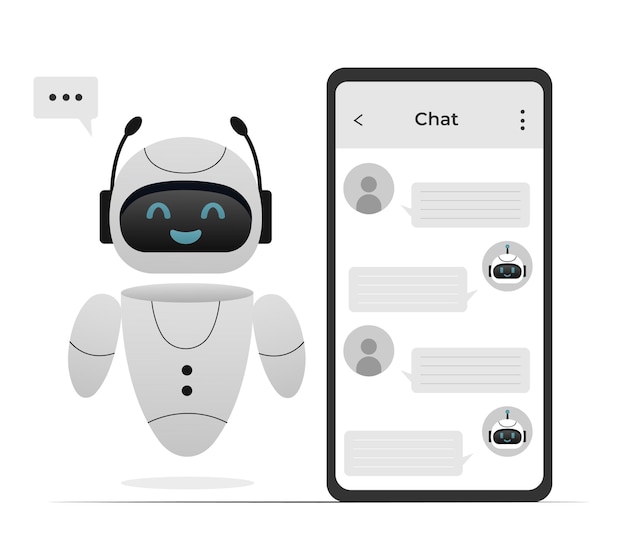 Chatbot neural network AI servers and robots technology Cute chatbot ai character
