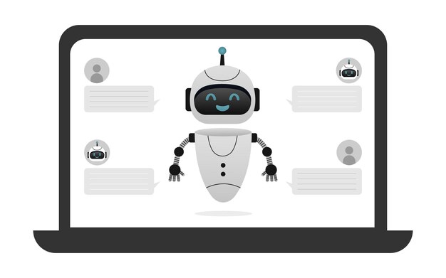 Vector chatbot neurale netwerk ai servers en robots technologie leuke chatbot ai personage