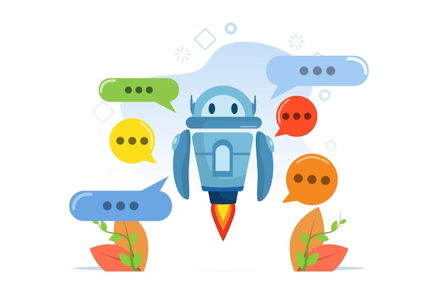 Chatbot online service to answer questions with machine learning or AI artificial intelligence