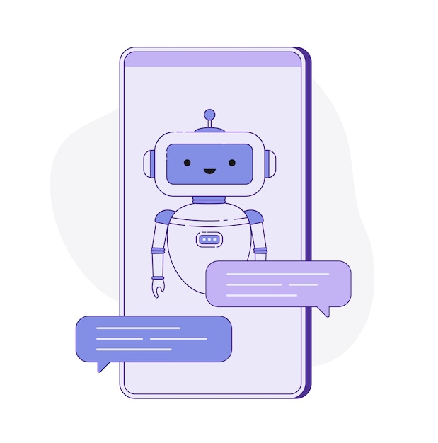 Servizio chatbot nell'applicazione mobile assistente virtuale online assistente di intelligenza artificiale