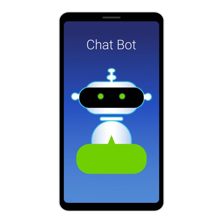 Vector chatbot on smartphone, chat artificial intelligence, mobile vector illustration