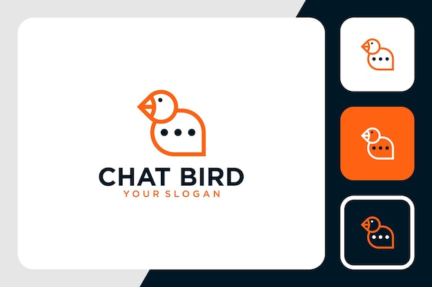 chatten met vogellogo-ontwerp