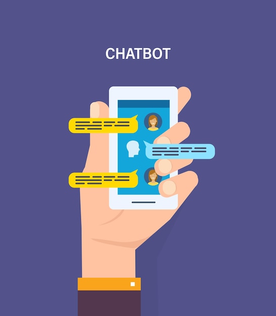 Vector chatten op mobiel met vrouw chatberichten melding op smartphone