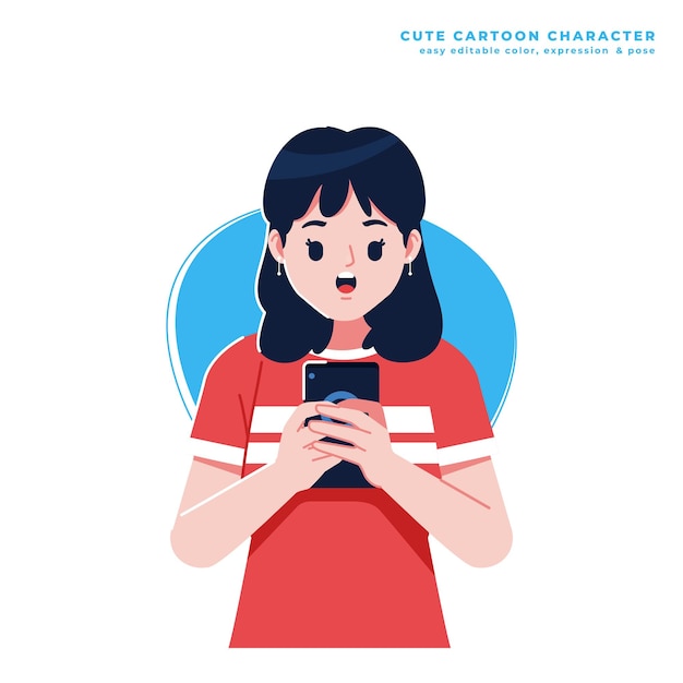 chattende meisje schattig cartoon personage