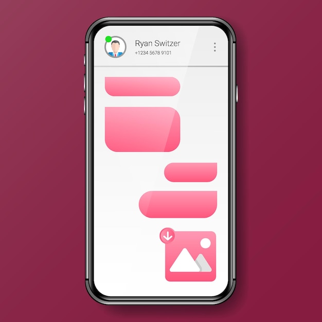 Chatting blank template user interface realistic smartphone design