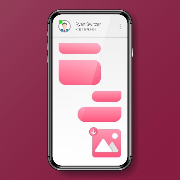 Vettore interfaccia utente del modello vuoto in chat con design realistico dello smartphone