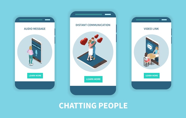 Chatting people mobile app illustration