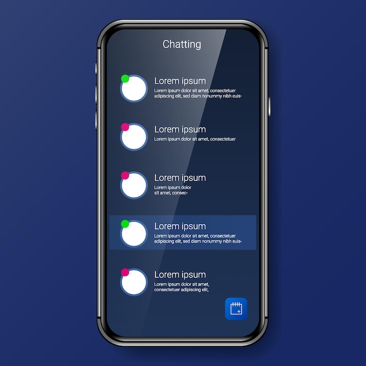 Вектор пользовательский интерфейс чата реалистичный дизайн смартфона